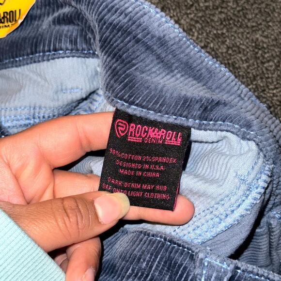 Rock & Roll Denim Bargain Flare Pants Women 30x34 Blue Two-Tone Corduroy NWT NEW - Picture 5 of 9
